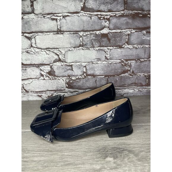 Whistles Navy Blue Patent Buckle Strap Pumps  Block Heels Women Sz 36EU/5.5M US - Picture 1 of 16